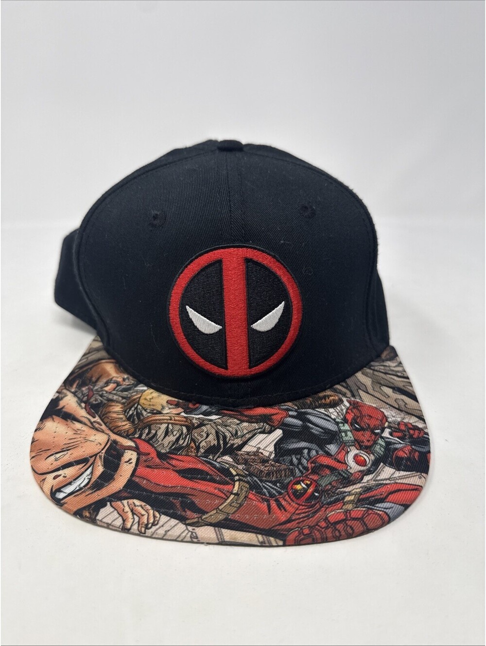 MARVEL Hat Boys Black Multi One Size Deadpool Snapback Flat Brim Adjustable